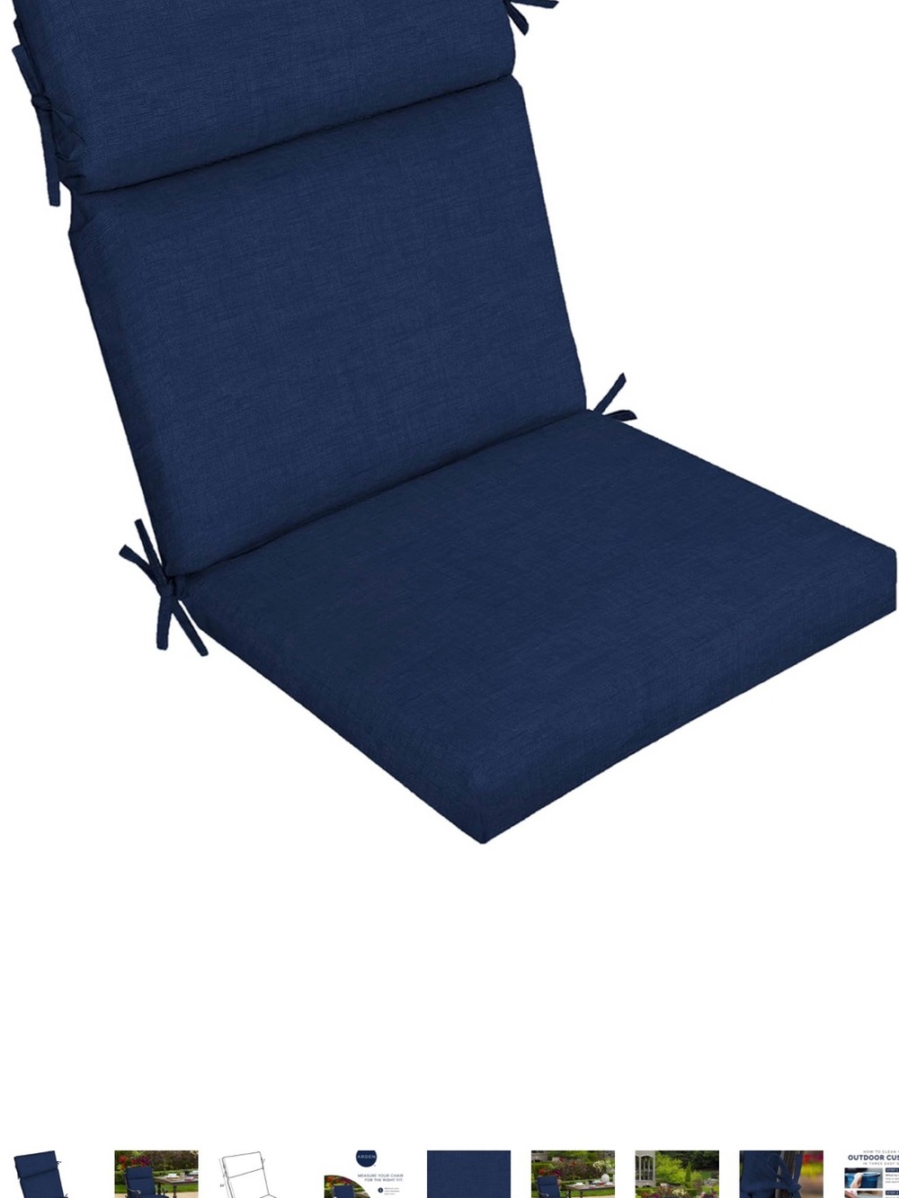 Arden Navy Blue Outdoor Chair Cushion 21x20 New Open Box Water Fade Resistant X1